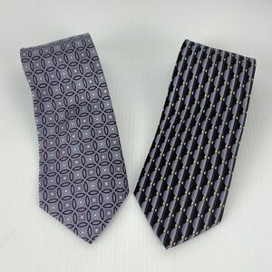 Protocol Silk Ties Lot of 2 Grey / Gray prints 58 in length